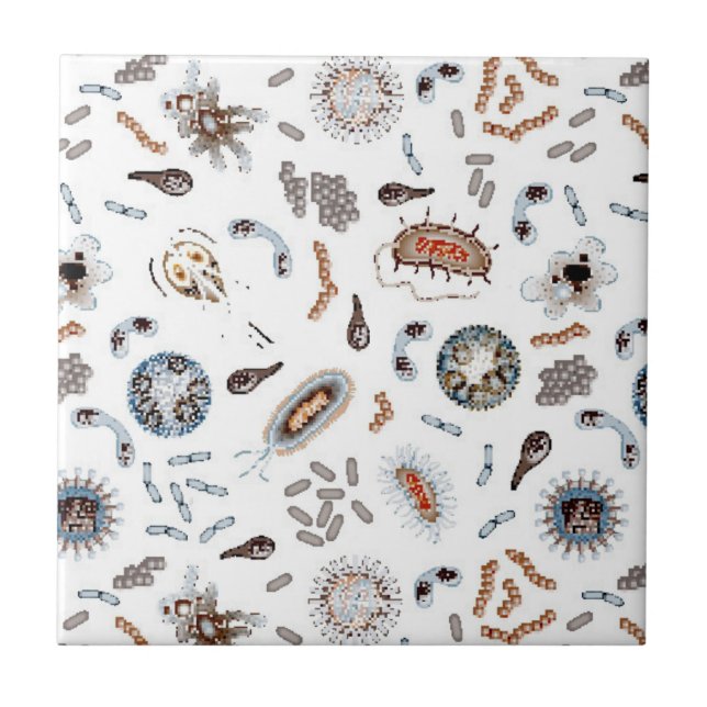 Azulejo Bacterias y modelo del virus (Frente)