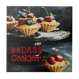 Azulejo BADASS COOKIER Graciosos Regalos Cita AZUL CERAMIC