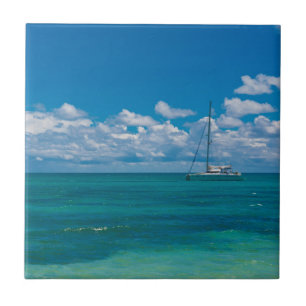 Azulejo Bahía Tropical Azul Paisaje Marino