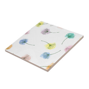 Azulejo Bailando Dandelions   Patrón floral acuarela
