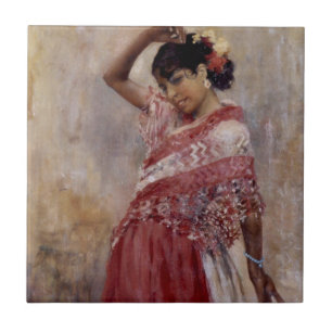Azulejo Bailando gitana romaní (por Albert Edelfelt)