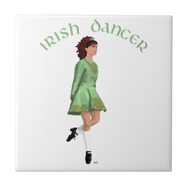 Azulejo Bailarín Irlandés de Step - Verde (Frente)