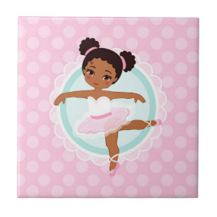 Azulejo Bailarina afroamericana de ballet rosa
