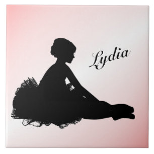 Azulejo Bailarina Cansada Personalizado con Nombre Rosa