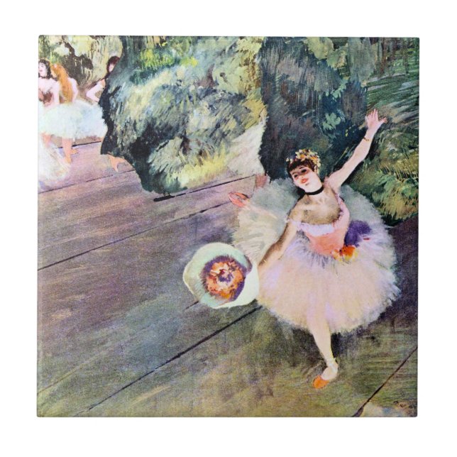 Azulejo Bailarina con un Bouquet de flores de Edgar Degas (Frente)