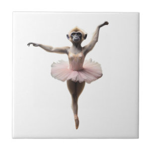 Azulejo Bailarina De Ballet De Mono Gibbon En Un Tutu,