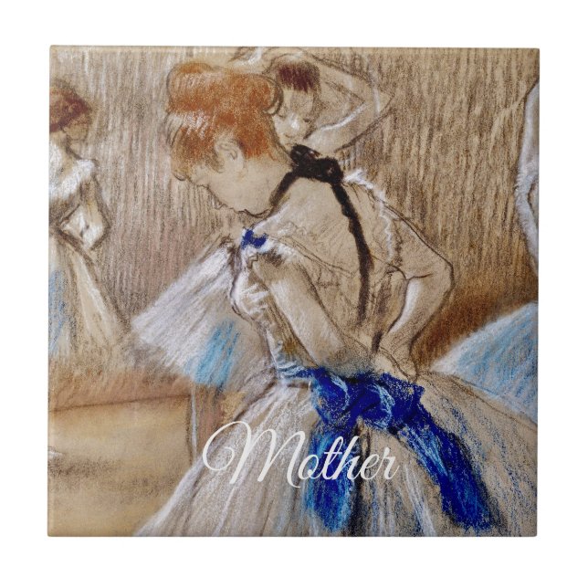 Azulejo Bailarina de Degas con lazo azul (Frente)