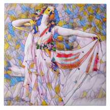 Bailarina de vidrio manchado con vestido flojo