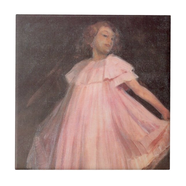 Azulejo Bailarina joven vestida de rosa (Frente)
