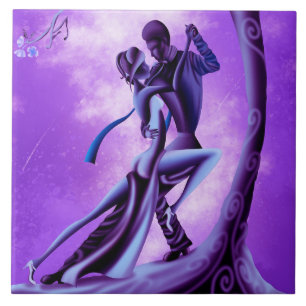 Azulejo Bailarina romántica bajo árbol de luna