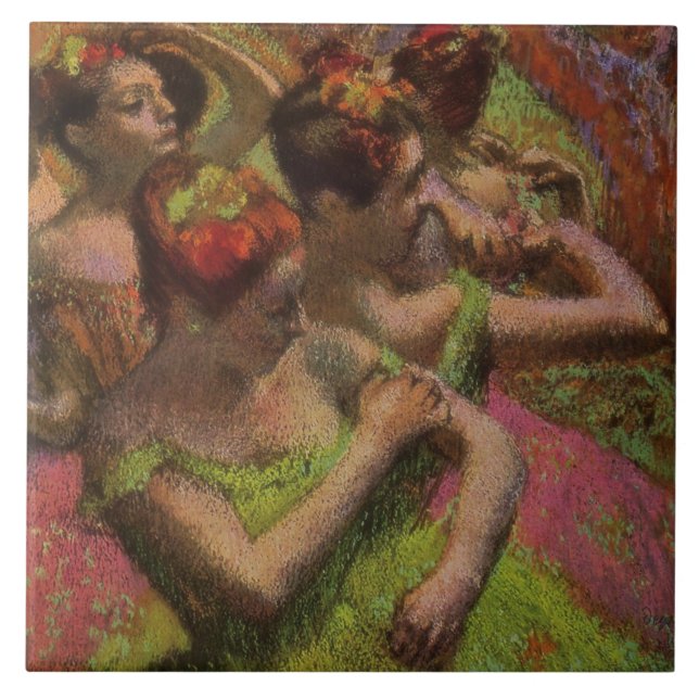 Azulejo Bailarinas Ajustando sus Vestidos (Edgar Degas) (Frente)