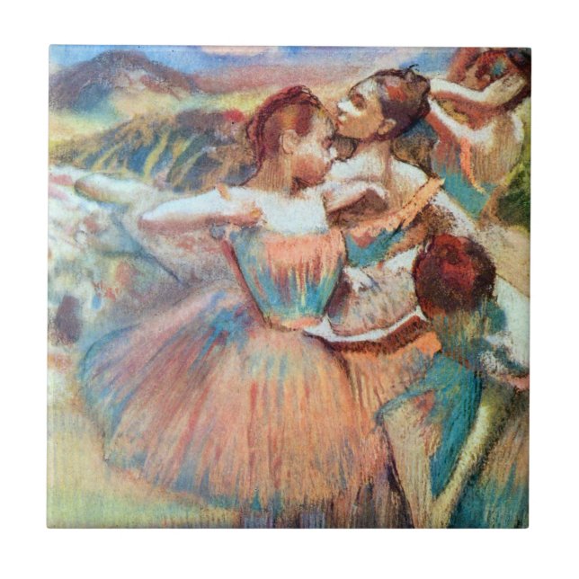 Azulejo Bailarinas en un paisaje de Edgar Degas (Frente)