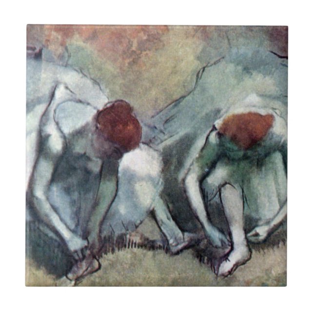 Azulejo Bailarines con sus zapatos por Edgar Degas (Frente)