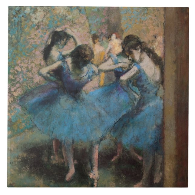 Azulejo Bailarines de Edgar Degas el | en el azul, 1890 (Frente)