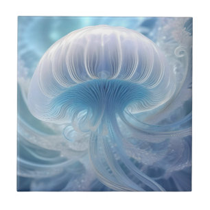 Azulejo Bajo el Mar Jellyfish Fractal Art,