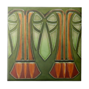 Azulejo - Baldosa de árbol de palma Art Nouveau ve