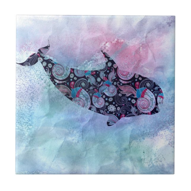 Azulejo Ballena ornamental de la silueta (Frente)