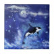 Azulejo Ballenas asesinas nadando en luna llena - Dibujo a (Frente)