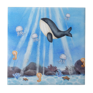 Azulejo Ballenas, medusas y corales para la vida marina en