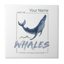 Azulejo Ballenas y acuarelas oceánicas Cetacean