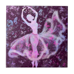 Azulejo Ballerina y mariposas - Colección de Arte Dibujo
