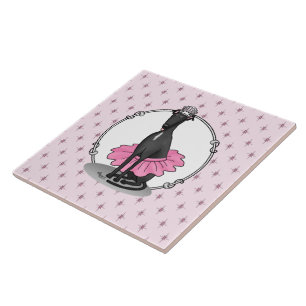 Azulejo Ballet Ballerina Princess Greyhound Dog (negro)