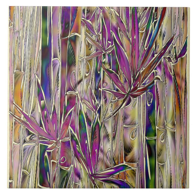 Azulejo Bambú Original Art Long Table Tile Cerámico (Frente)