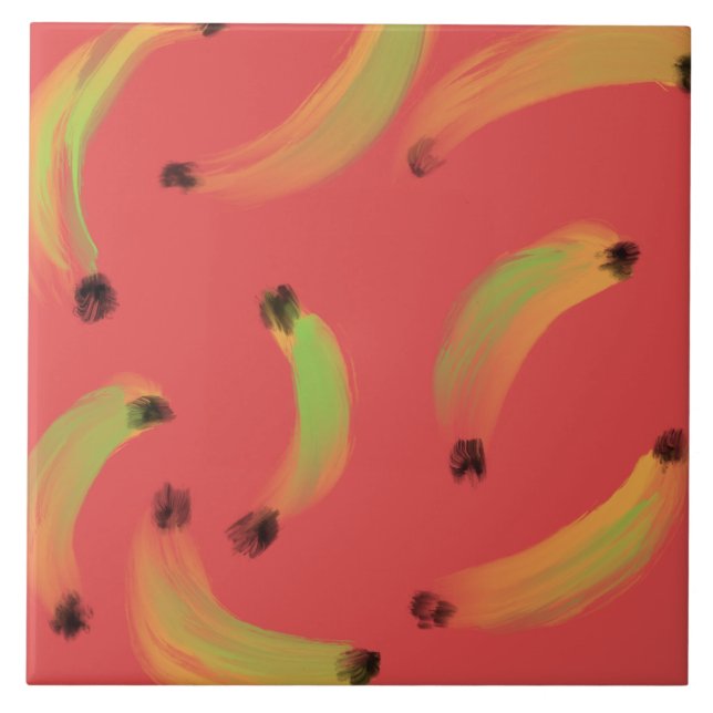 Azulejo Bananas Gouache de acuarela digital (Frente)