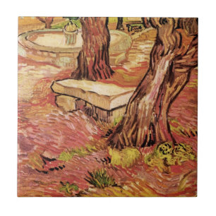 Azulejo Banco de piedra de Van Gogh en el jardín, Hospital