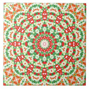 Azulejo Bandana Shawl, Naranja brillante, verde
