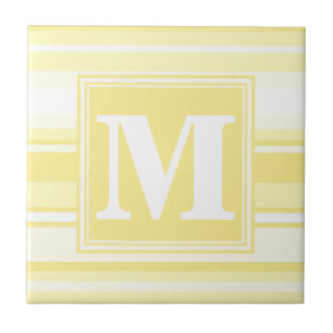 Azulejo Bandas amarillas de limón monogramo