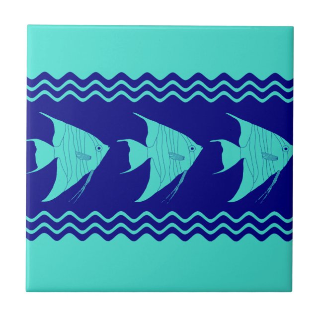 Azulejo Bandas Angelfish Costero Turquesa Azul (Frente)