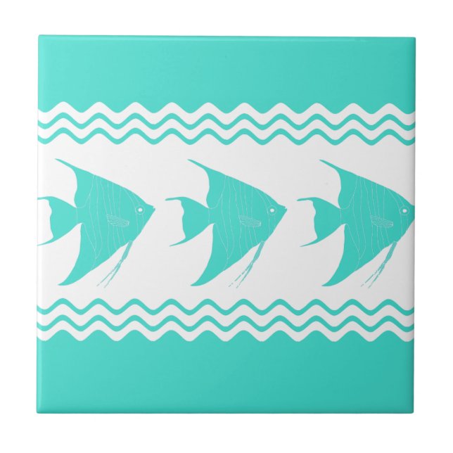 Azulejo Bandas de Angelfish de la costa turquesa blanca (Frente)