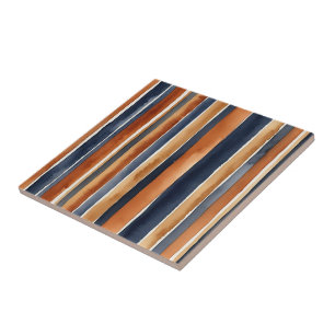 Azulejo Bandas de color azul rojizo y beige