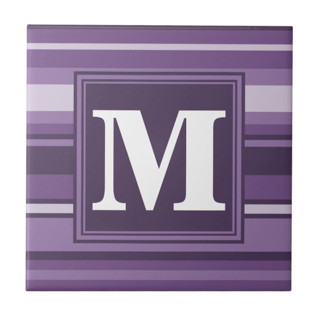 Azulejo Bandas de lavanda monogramo (Frente)