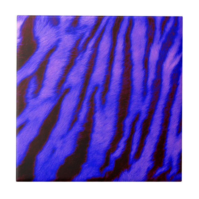 Azulejo Bandas de tigre azul salvaje y vibrante (Frente)