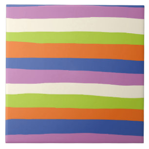 Azulejo Bandas desiguales: azul, Naranja, púrpura, verde y