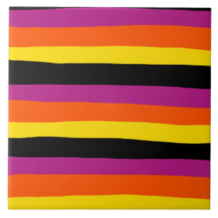 Azulejo Bandas desiguales - Negro, rosa, Naranja y amarill