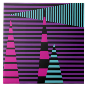 Azulejo Bandas en franjas: rosa, púrpura, azul y negro