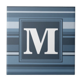 Azulejo Bandas grises y azules de monograma