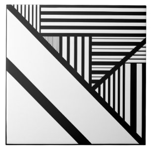 Azulejo Bandas triangulares en blanco y negro