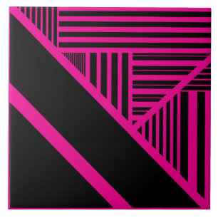 Azulejo Bandas triangulares en magenta y negro