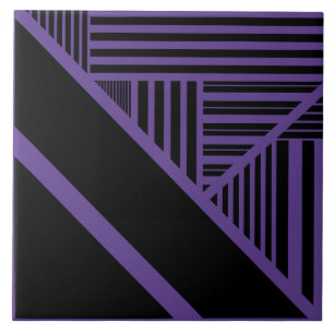 Azulejo Bandas triangulares en morado y negro