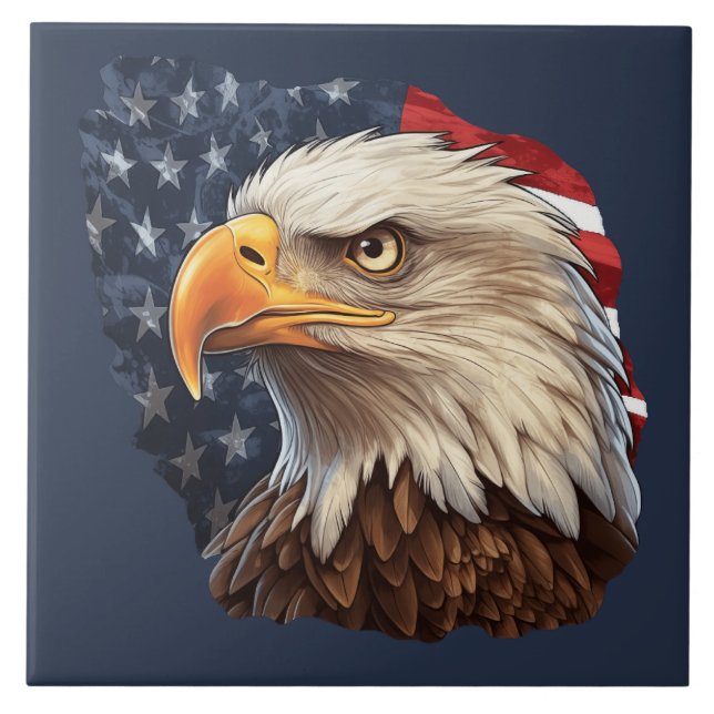 Azulejo Bandera americana águila calva (Frente)