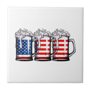 Azulejo Bandera Americana de Cerveza 4 de Julio Hombres Mu