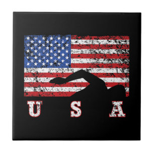 Azulejo Bandera Americana Natación USA Regalo Equipo Swift