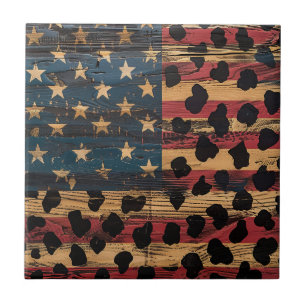 Azulejo Bandera Americana Rústica Estampado de Leopardo (4