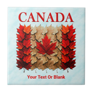 Azulejo Bandera canadiense de la hoja de arce de otoño