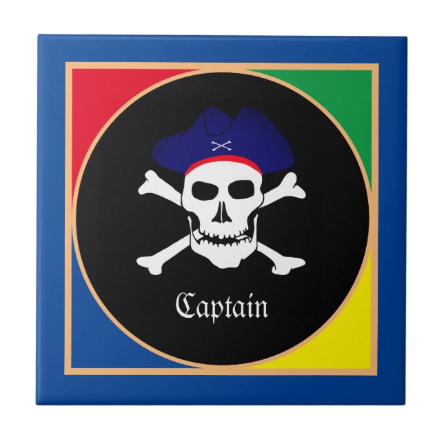 Azulejo Bandera Capitán y Pirata - Isla del tesoro/niños (Frente)