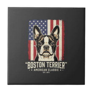 Azulejo Bandera clásica americana del Boston Terrier